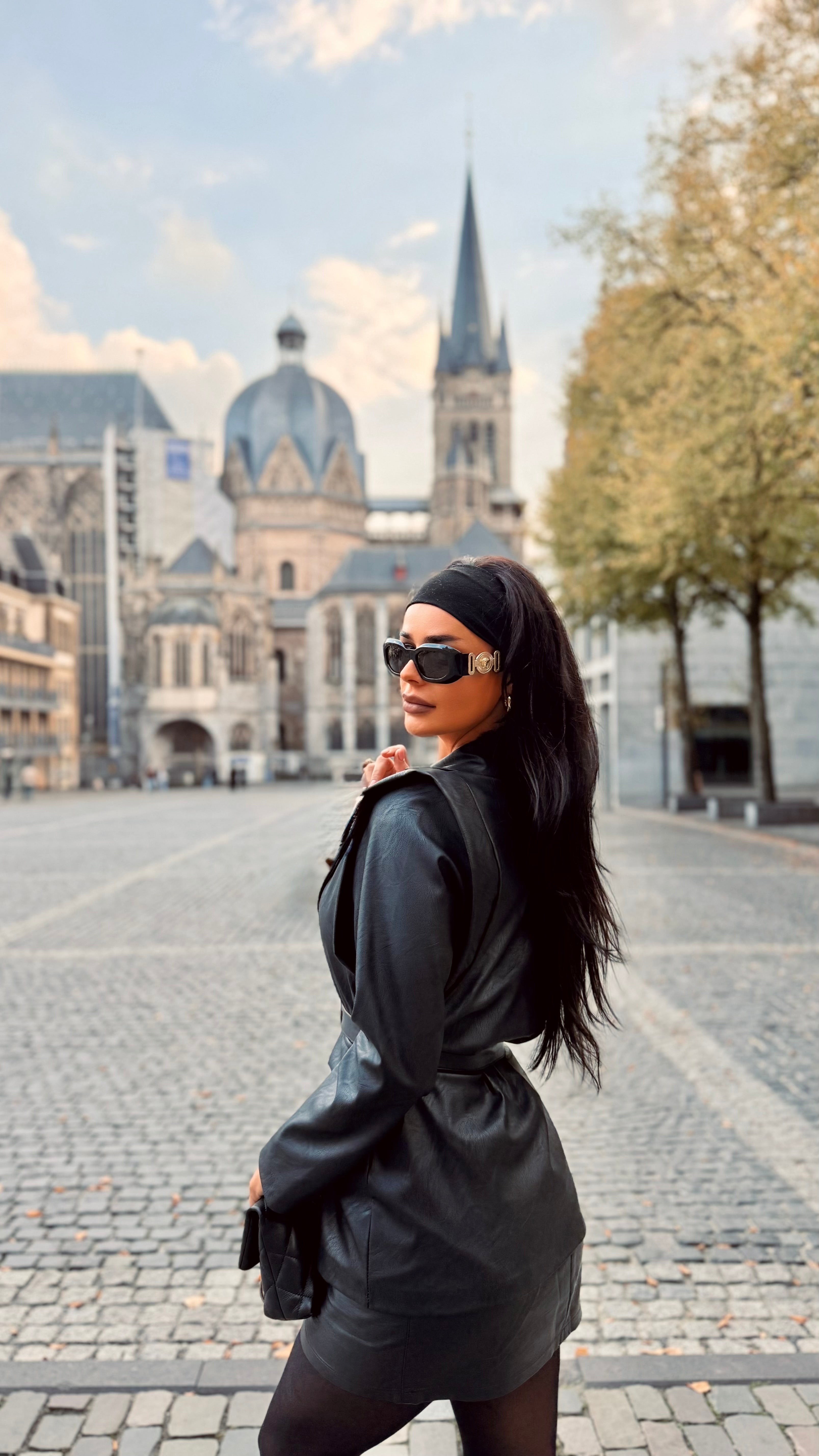 Kožni sako sa kaišem UNI oversize