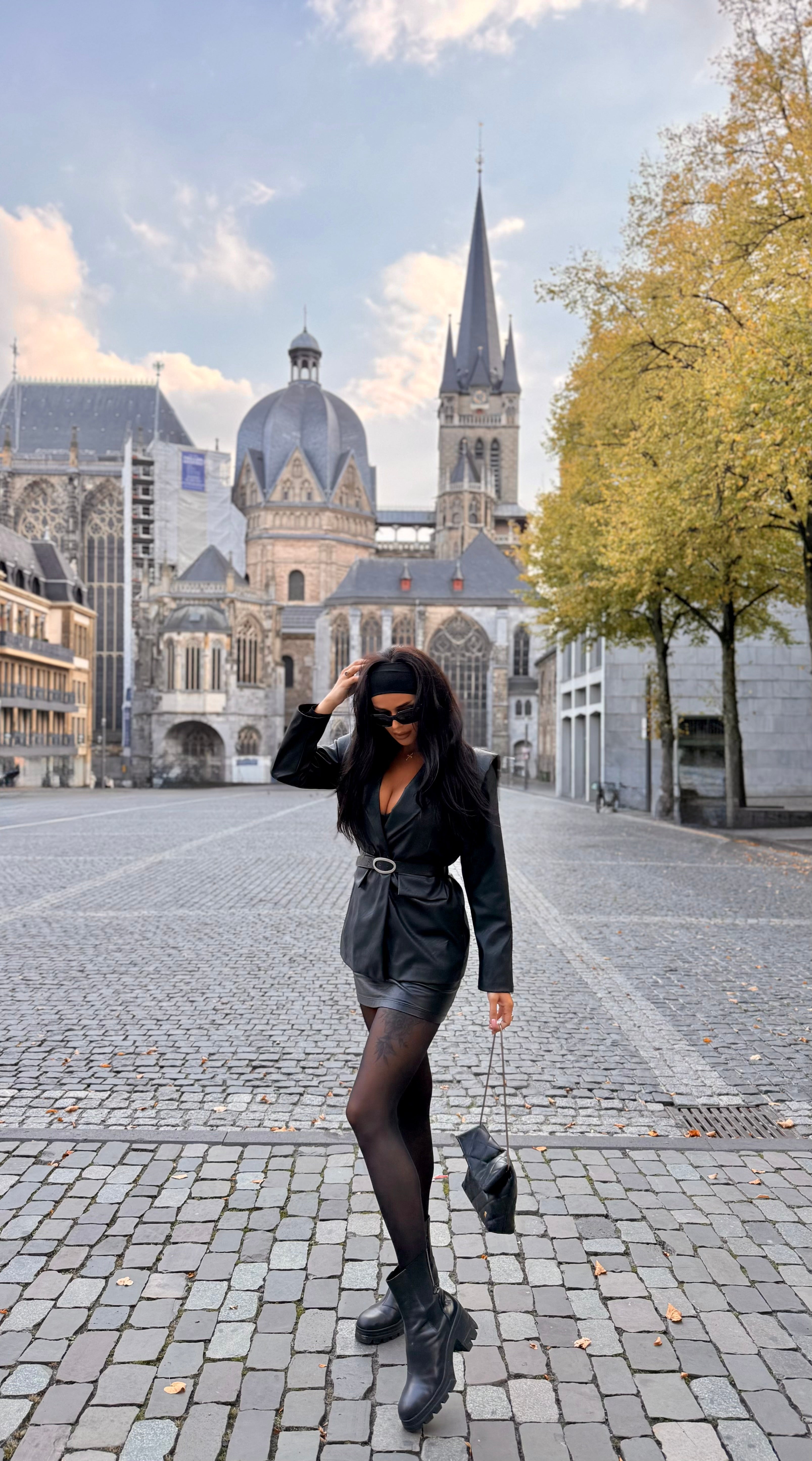 Kožni sako sa kaišem UNI oversize