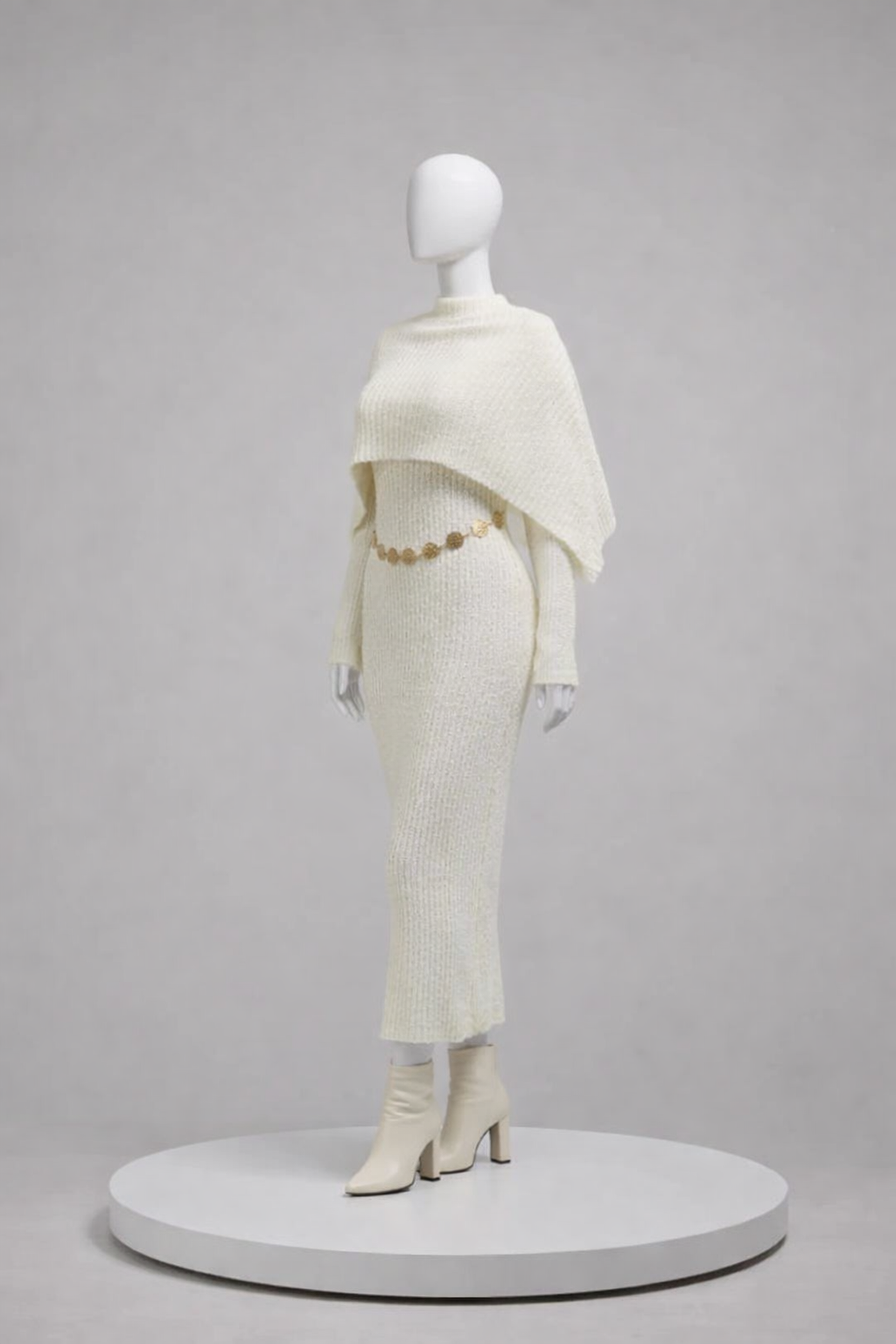 Beli pleteni komplet( haljina i kardigan)